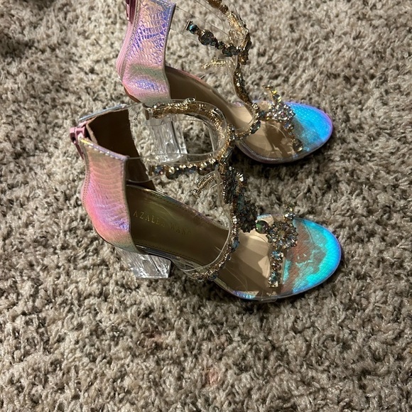 Azalea Wang Keeping It Real Chunky Heels Sandal Mermaid - Picture 8 of 8